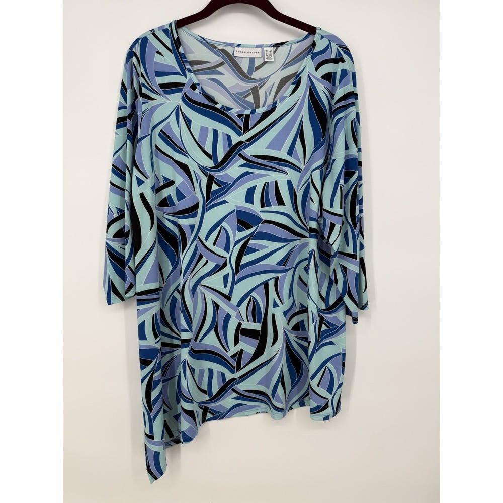 Susan Graver Multicolor Top Scoop Neck 1X